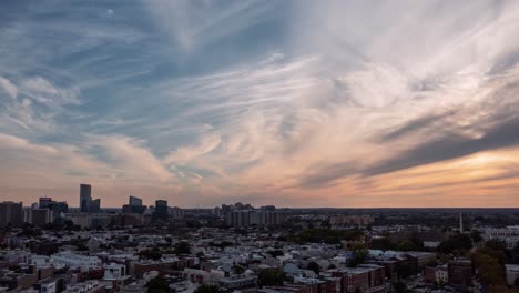 Luftaufnahme-Des-Philadelphia-Sonnenuntergangs,-Hyperlapse-4k
