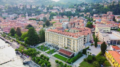 Drone-shot-luxury-expensive-hotels-and-villa-in-Menaggio-at-Lake-Como