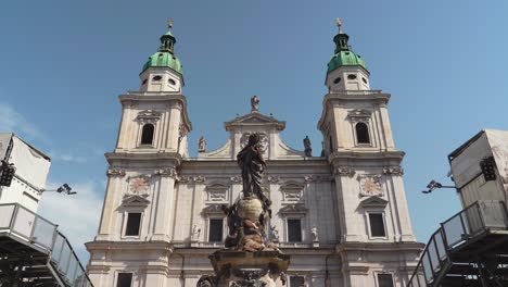 Zoom-In-of-Facade-of-Salzburg-Cathedral-During-Sunny-Day-in-August