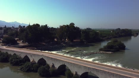 Aerial-Glimpse-of-Turkish-History-in-ADANA---Misis-Bridge:-A-Roman-Marvel-in-Adana,-Turkey