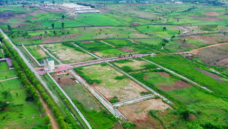 Estate-land-development-real-estate-in-Kuje-5-suburb-of-Abuja,-Nigeria---aerial-flyover