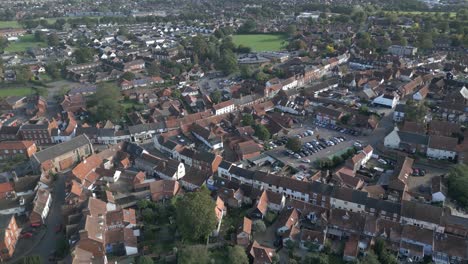 Aerial-View-Of-Wymondham-Market-Town-and-Civil-Parish-In-South-Norfolk,-England