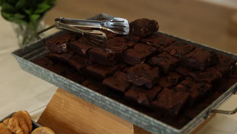Homemade-Chocolate-Brownies-on-Dessert-Table-at-Reception-Event