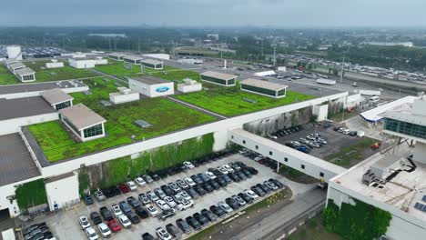 Aerial-view-of-the-Ford-Rouge-Center,-showcasing-its-expansive-industrial-complex-with-green-roofs-and-solar-panels