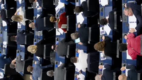 Vertical-video-of-the-European-Parliament-voting-during-EU-plenary-session-in-Strasbourg,-France