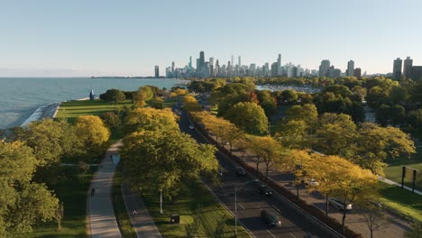 Chicago-lakefront-trail-and-lake-shore-drive-during-autumn