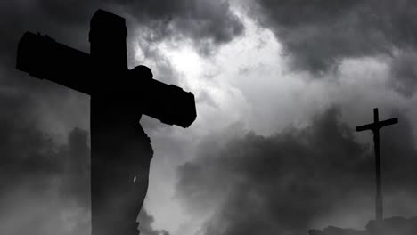 thunderstorm-and-foreground-Jesus-crucified-silhouetted-on-a-hill