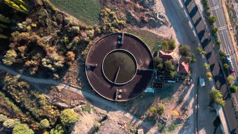 Aerial-Drone-establishing-shot-of-a-large-Water-filtration-plant-in-Turkey