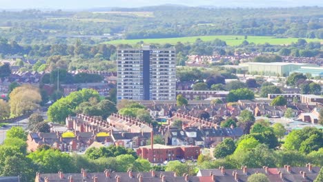 Cookie-cutter-town-homes-sprawl-across-Doncaster-England-as-apartment-building-rises-in-the-middle