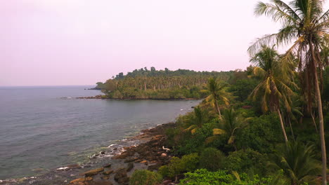 Tropical-jungle-coastline-with-rocks-on-shore-in-Koh-Kood-sea-bay