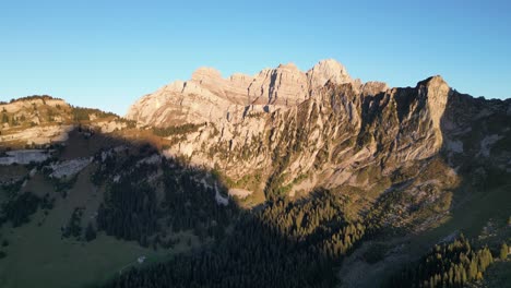 Luftaufnahme-Der-Schweizer-Alpen-Und-Eines-Sees-Im-Tal-In-Der-Nähe-Des-Waldes