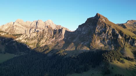 Luftaufnahme-Der-Schweizer-Alpen-Und-Eines-Sees-Im-Tal-In-Der-Nähe-Des-Waldes