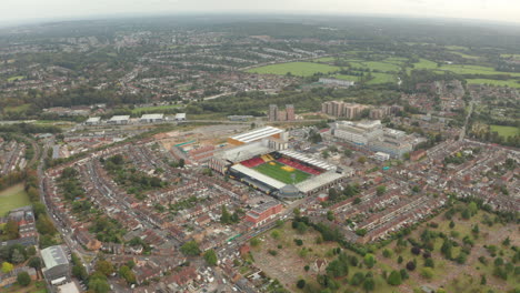 Rising-aerial-shot-of-Watford-FC-stadium