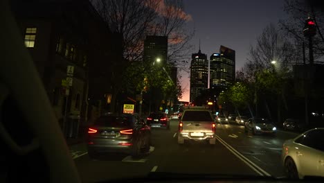 Überfüllte-Straßen-Von-Sydney,-Australien-Bei-Sonnenuntergang