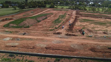 Yarrawonga,-Victoria,-Australia---20-October-2023:-Aerial-overview-of-preparation-works-on-the-new-stage-at-Silverwoods-Estate-in-Yarrawonga,-Victoria,-Australia