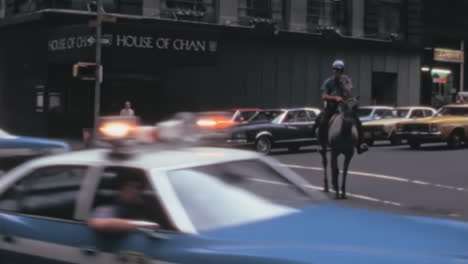 Mounted-Police-Officer-and-Cars-on-a-Streets-of-New-York-City-in-1970s