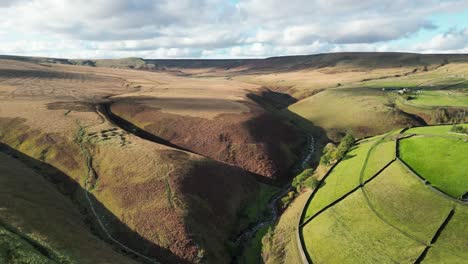Drone-shot-of-the-Yorkshire-moors-in-the-autumn-sun