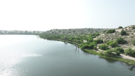 Luftbildlandschaft-Des-Botar-Sees-Sanghar,-Pakistan