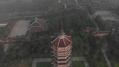 Top-down-view-of-the-Bai-Dinh-Pagoda-at-Vietnam,-aerial