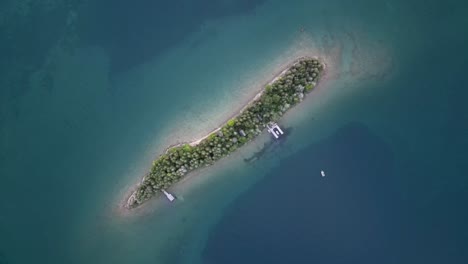 Aerial-top-down-of-small-island,-Haven-Island,-Lake-Huron
