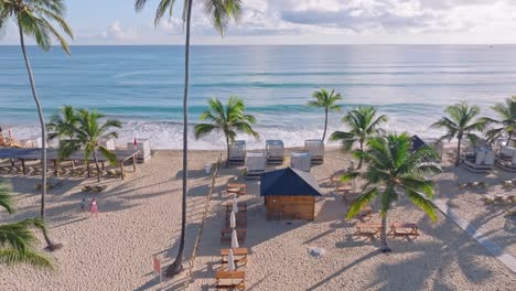 Private-beach-of-Nickelodeon-Resort,-Punta-Cana-in-Dominican-Republic