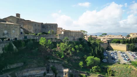 Aerial-Italian-Comune-Volterra-View-over-Roman-Theater-in-a-Sunny-Day