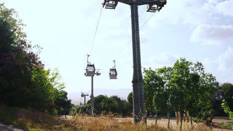 gondola-lift-funicular-Montjuic,-Barcelona,-Spain