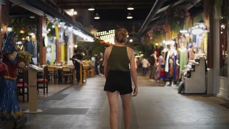 Blonde-Female-Tourist-Leisure-Travel-In-Bangkok-Thailand