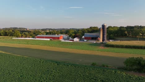 American-farm-at-sunset-on-summer-evening
