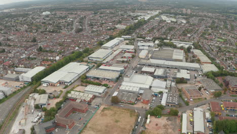 Circling-aerial-shot-over-Watford-warehouse-district