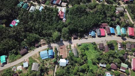 4k-Aerial-View-of-Rural-Village-in-Thailand,-Daytime