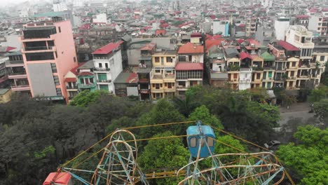Aerial-View-of-Abandoned-Hanoi-Ferris-Wheel-by-Day