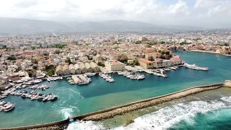 Panoramic-aerial-view-of-Chania-township-with-mountain-in-background
