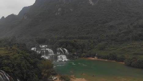 Impressive-ban-gioc-waterfall-at-Cao-bang-Vietnam,-aerial