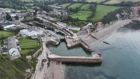 Charlestown-Cornwall-UK-high-angle--drone,aerial