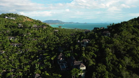 Aerial-view-of-fancy-luxury-resort-spa-in-Koh-Samui-travel-holiday-destination-in-south-east-asia-Thailand