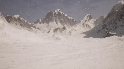 winter-scene,-snowy-mountains,-with-snow-falling,-3D-animation,-animated-scene,-still-camera