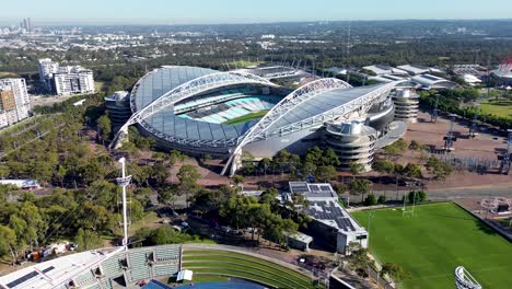 Drohnenantenne-Sydney-Olympic-Park-Sport-Unterhaltung-Stadion-Arena-Homebush-Show-Ground-Leichtathletik-Outdoor-Veranstaltungsort-Sport-Konzert-Reise-Tourismus-NSW-Superdome-Australien-4k