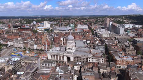 Wide-aerial-drone-orbiting-shot-round-Nottingham-council-house