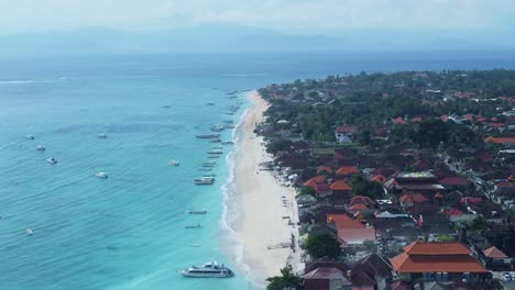 Mesmerizing-Bali:-Aerial-4K-Drone-View-of-Nusa-Lembongan's-Serene-Coastline