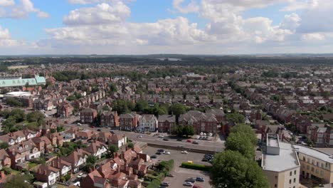 Wide-drone-footage-showing-outskirts-of-Nottingham,-England