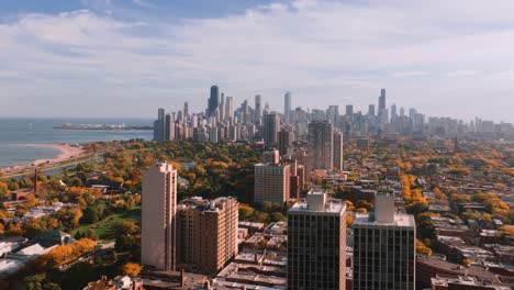 Chicago-skyline-aerial-view-from-Lincoln-Park-during-autumn