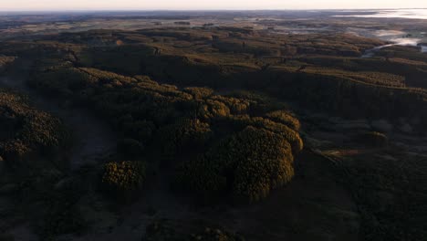 Sunrise-in-the-Uruguayan-countryside,-smooth-drone-flight