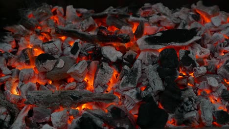 Close-up-of-burning-charcoal-on-a-barbeque