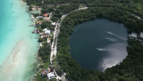 Cenote-Luftaufnahme-In-Mexiko-Bacalar