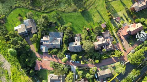 Aerial-Rooftop-View-of-Group-of-Houses-Outside-Bogota-with-Trees