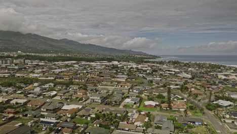Kahului-Maui-Hawaii-Aerial-v1-cinematic-drone-flyover-Paukukalo-area-capturing-local-residential-homes,-quiet-streets-and-beautiful-ocean-bay-views---Shot-with-Mavic-3-Cine---December-2022