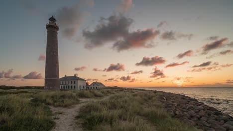 A-Serene-and-Captivating-Vista-of-Skagen-Lighthouse-in-Jutland,-Denmark---Time-Lapse