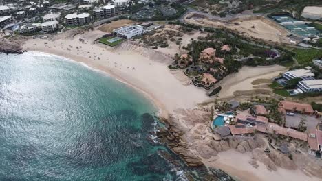 Aerial-view-of-the-emerald-waters-at-Santa-Chileno-Bay-in-Cabo-San-Lucas
