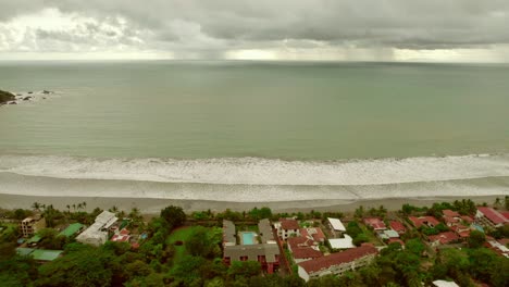 Aerial-Panorama-Over-Beautiful-Tropical-Beach-In-Costa-Rica